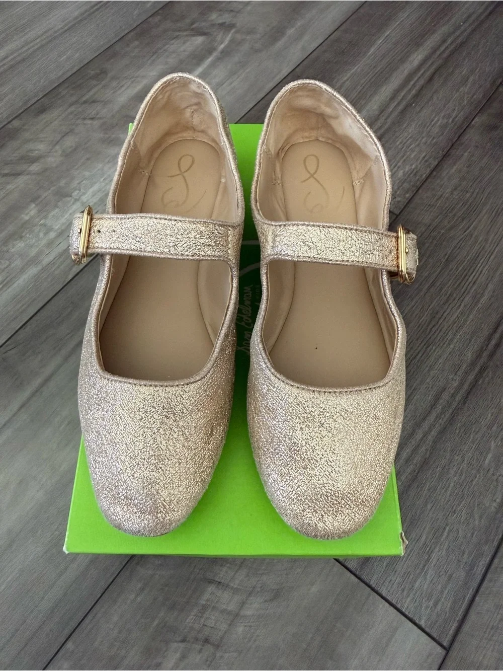Sam Edelman Girls' Shimmery Gold Mary Jane Flat